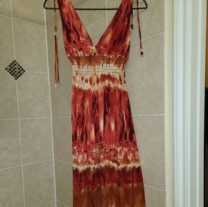 Bisou Bisou orange and red tie dye maxi dress